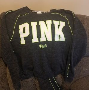 Victoria's Secret sweater set, gray & neon green